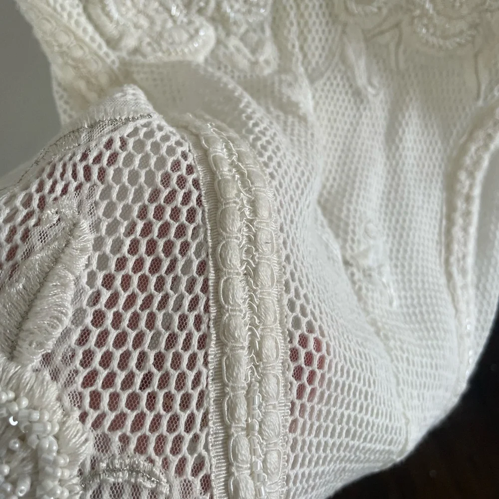 Anthropologie Not So Serious by Pallavi Mohan Deep-V Beaded Mini Dress - Picture 7 of 9